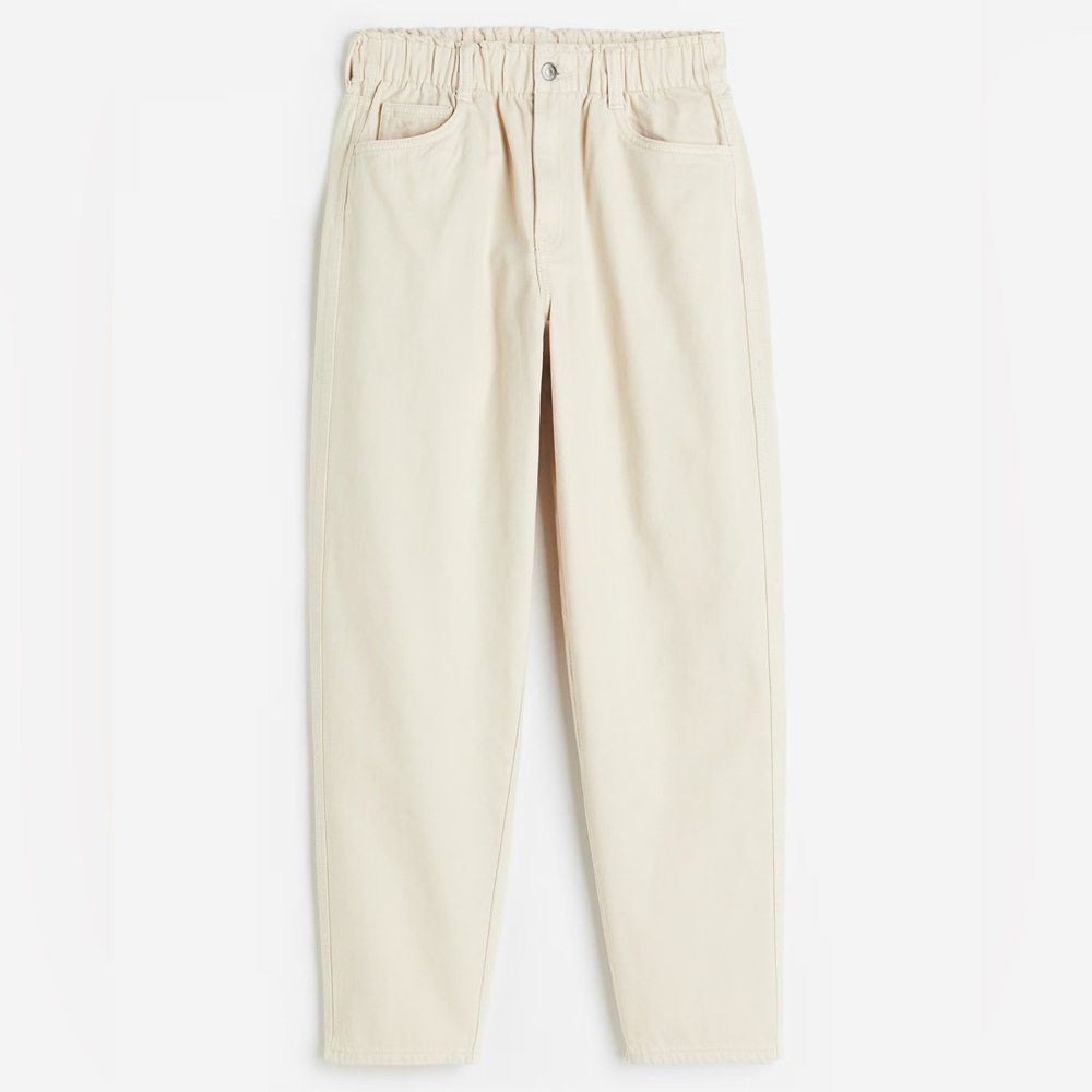 H&M ELASTIC WAIST JEANS (CREAM)